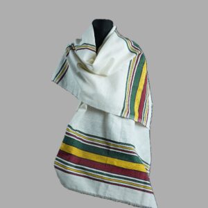 Echarpe éthiopienne blanche rayures VJR