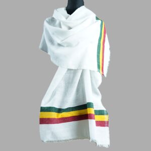 Echarpe éthiopienne blanche bande VJR 1