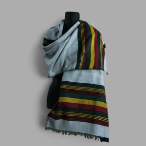 Echarpe éthiopienne grise vert jaune rouge