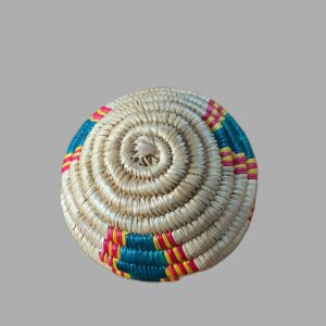 Panier éthiopien traditionnel avec couvercle - Beige rouge vert violet