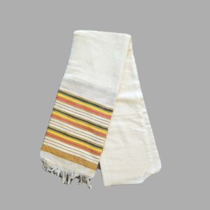 Echarpe éthiopienne blanche rayures marron VJR