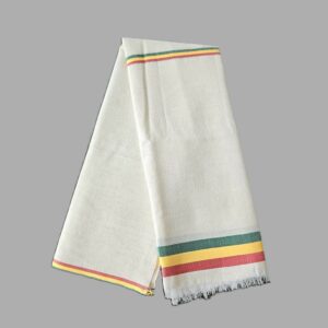 Echarpe éthiopienne blanc cassé vert jaune rouge