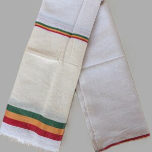 Echarpe éthiopienne blanche vert jaune rouge 2